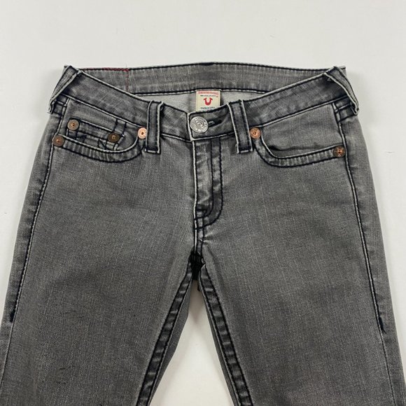 True Religion Johnny Big T Jeans Womens Size 30 x 34 Gray Black Stretch - Picture 3 of 16